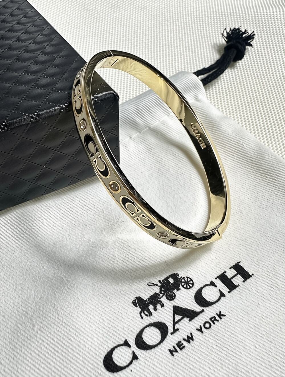 Coach Signature Enamel Hinged Bangle